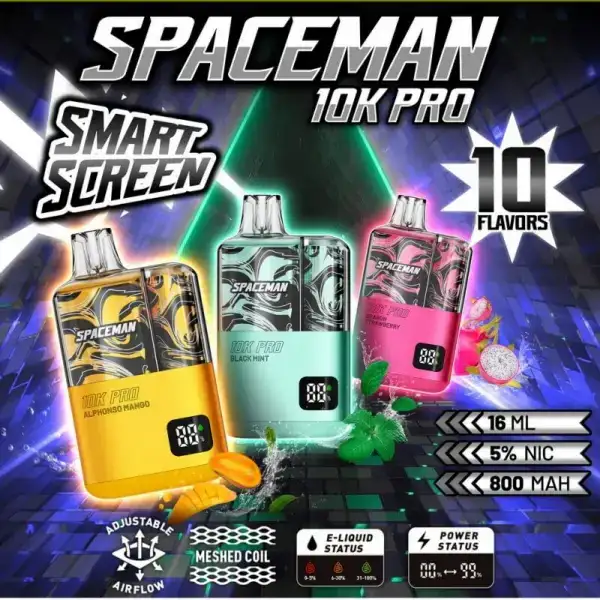 SPACEMAN 10K PRO DISPOSABLE 5% NICOTINE 5PK Available at Exotic Smoke And Vape in McKinney TX